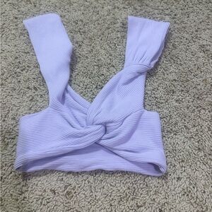SHEIN Lilac Ribbed Twist Crop Top